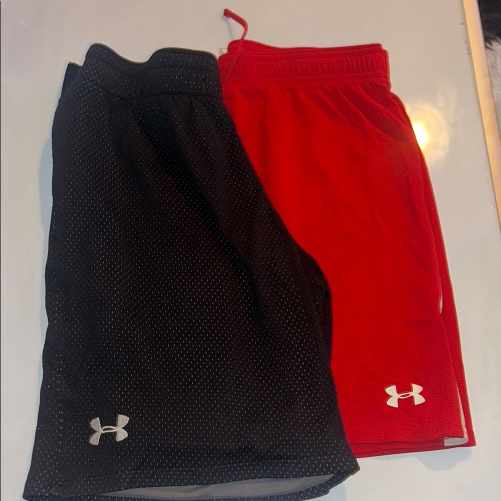 Under Armour Black and Red Shorts